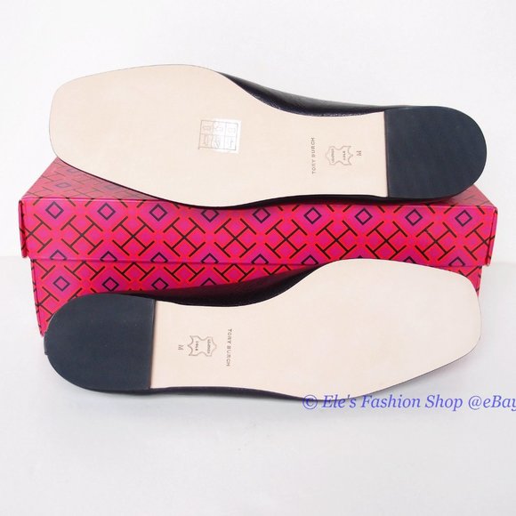❤️NIB Tory Burch Eleanor Ballet Flat BLACK Gold US 8 8.5 9 AUTHENTIC - Picture 14 of 16
